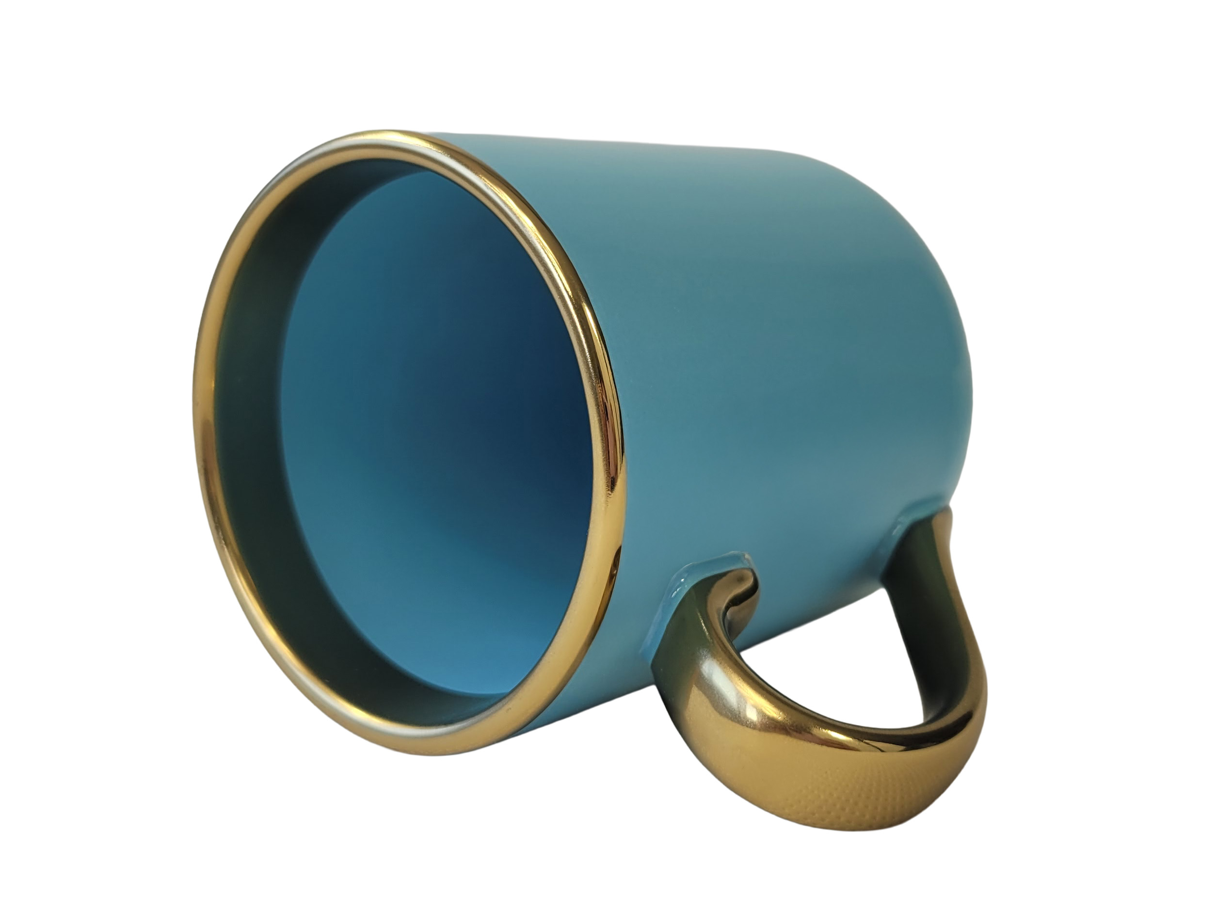 Coffee mug for sublimation with gold handle